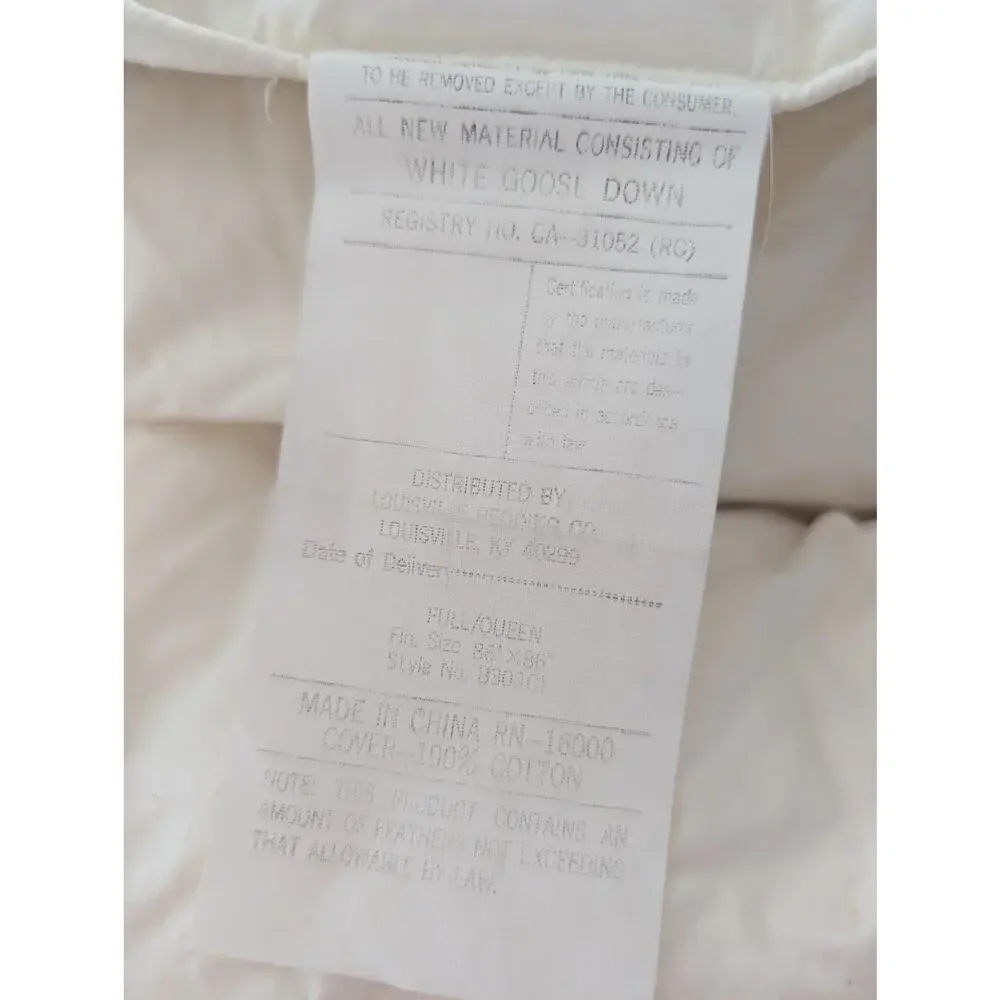 LUXE 100% WHITE GOOSE DOWN, CREAM COMFORTER! SUPER PUFFY & COMFY! SIZE FULL